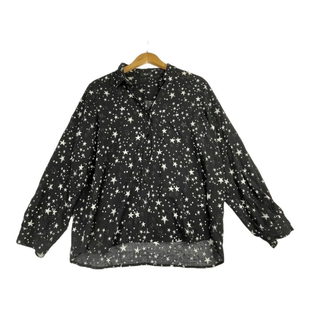 Rails Noemiโ Star Print Button Down Shirt size Large Black/White